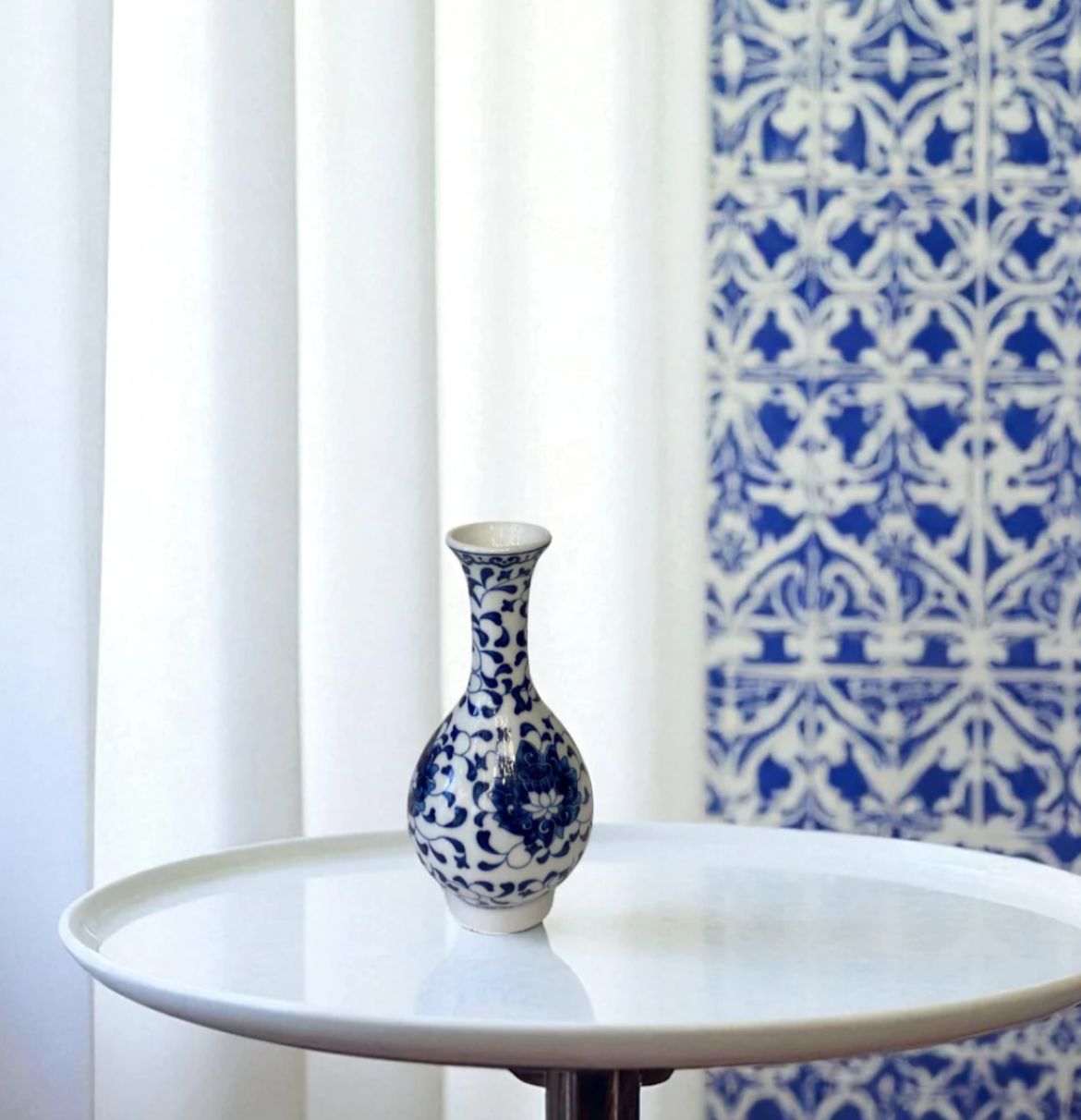 Miniature Indigo Trio Hand Painted Porcelain Vases