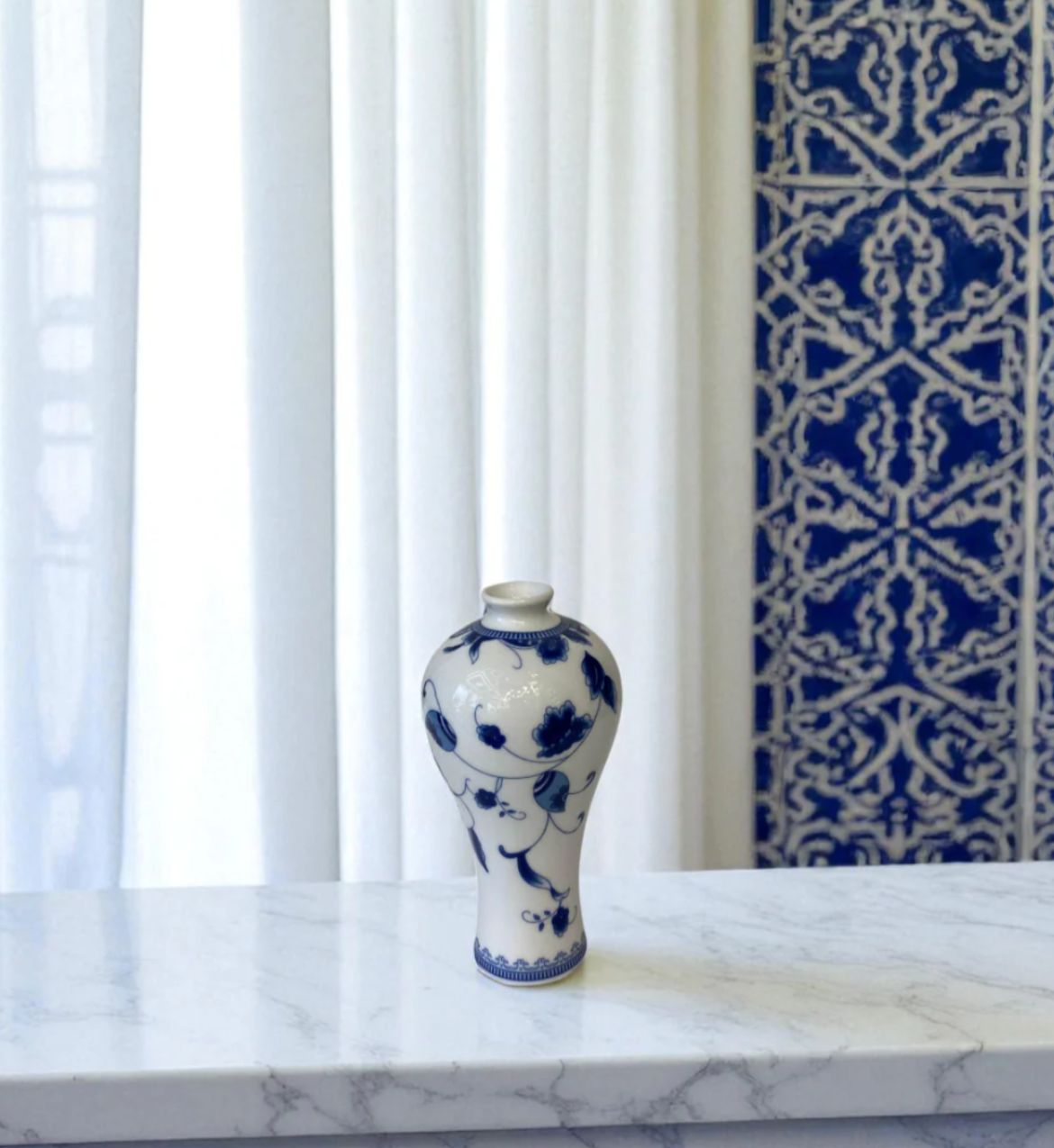 Miniature Indigo Trio Hand Painted Porcelain Vases