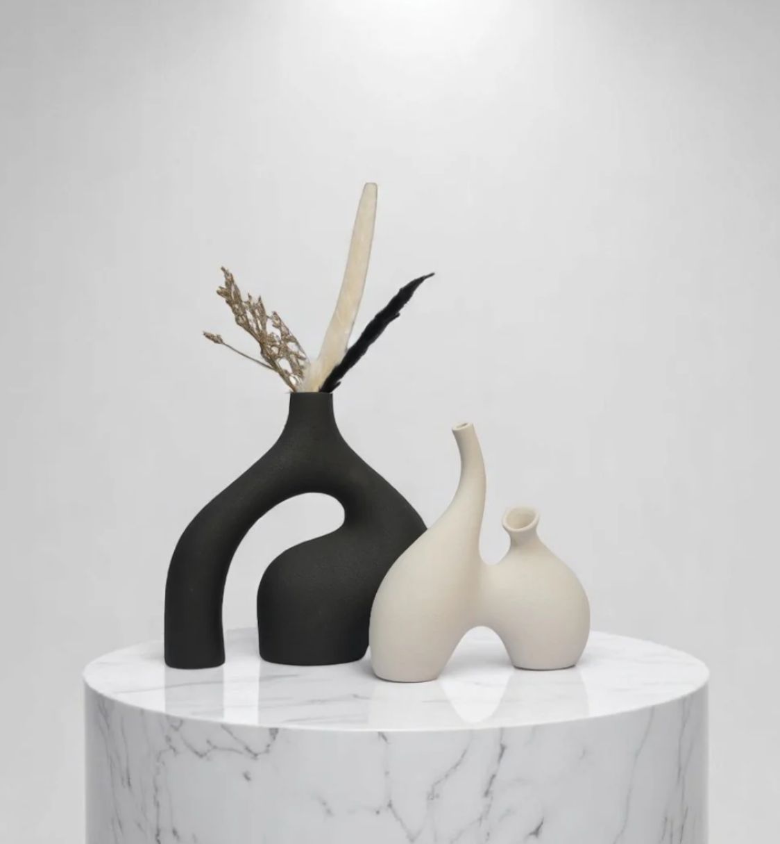 Obsidian Arc Ceramic Vase