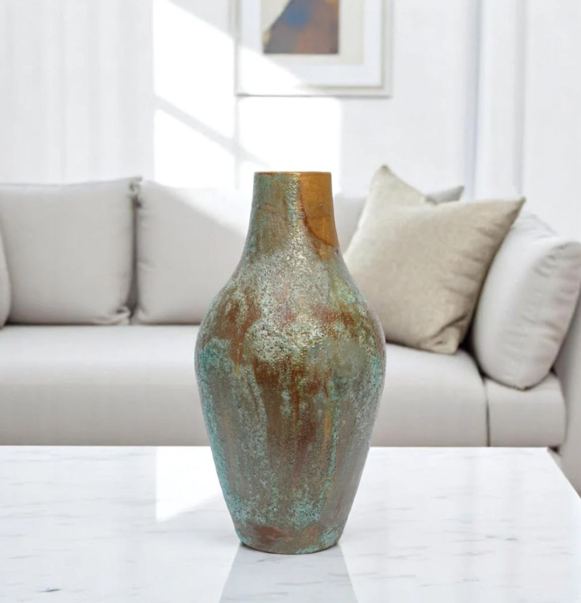 Verdigris Echo Ceramic Vases