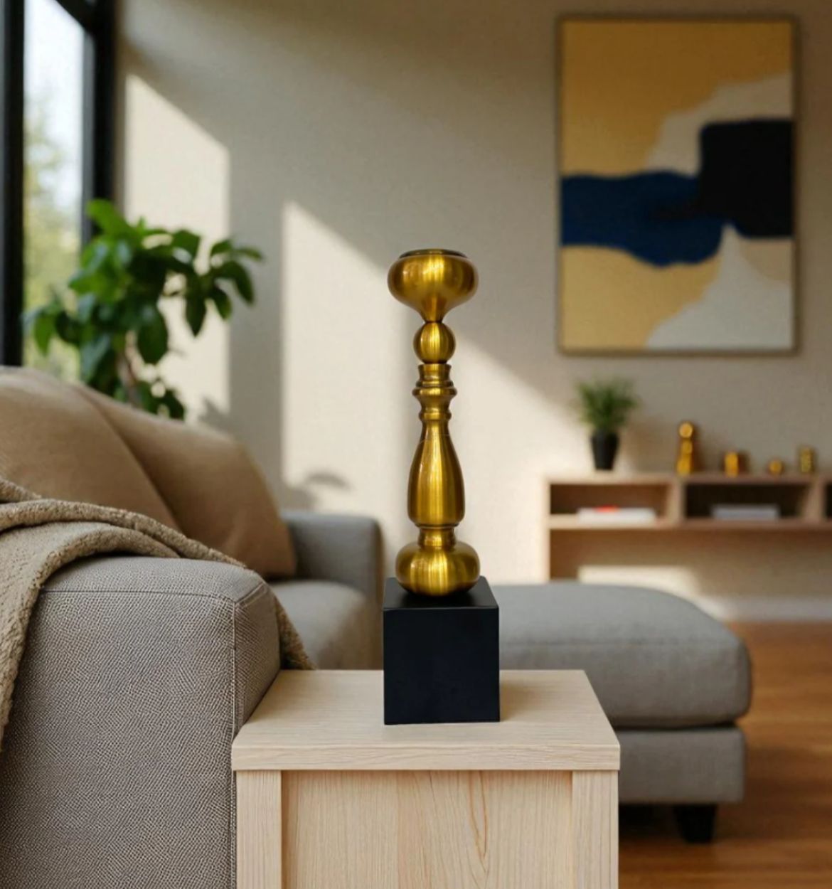 Aeris Sculpted Vintage Brass Candle Stands