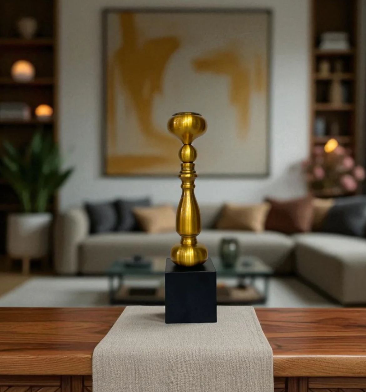 Aeris Sculpted Vintage Brass Candle Stands