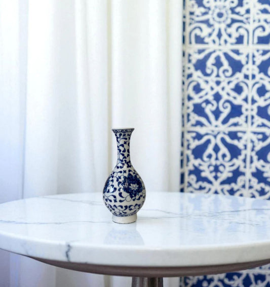Miniature Indigo Trio Hand Painted Porcelain Vases