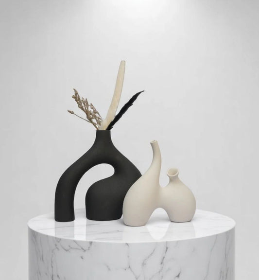 Obsidian Arc Ceramic Vase
